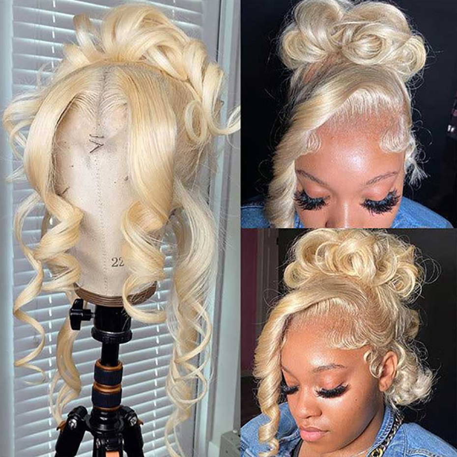 613 Blonde Body Wave Lace Front Wig - 613 Sarı Renk 360 Dantel Vücut