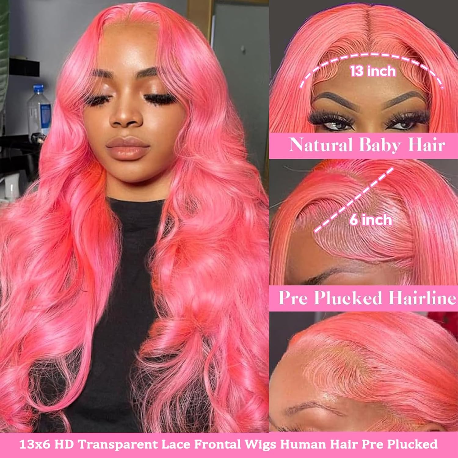 Pembe Dantel Ön Peruklar Gerçe - Hd Lace Frontal Wig Human Hair Pre Plucked incelemesi ve fiyatı
