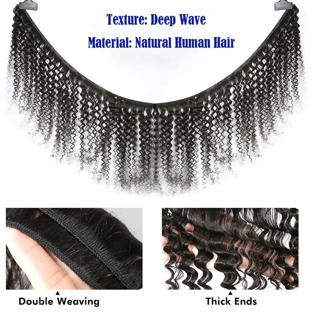 Brezilya Bakire İnsan Saçı Der - Deep Wave 3 Bundles With Closure incelemesi ve fiyatı