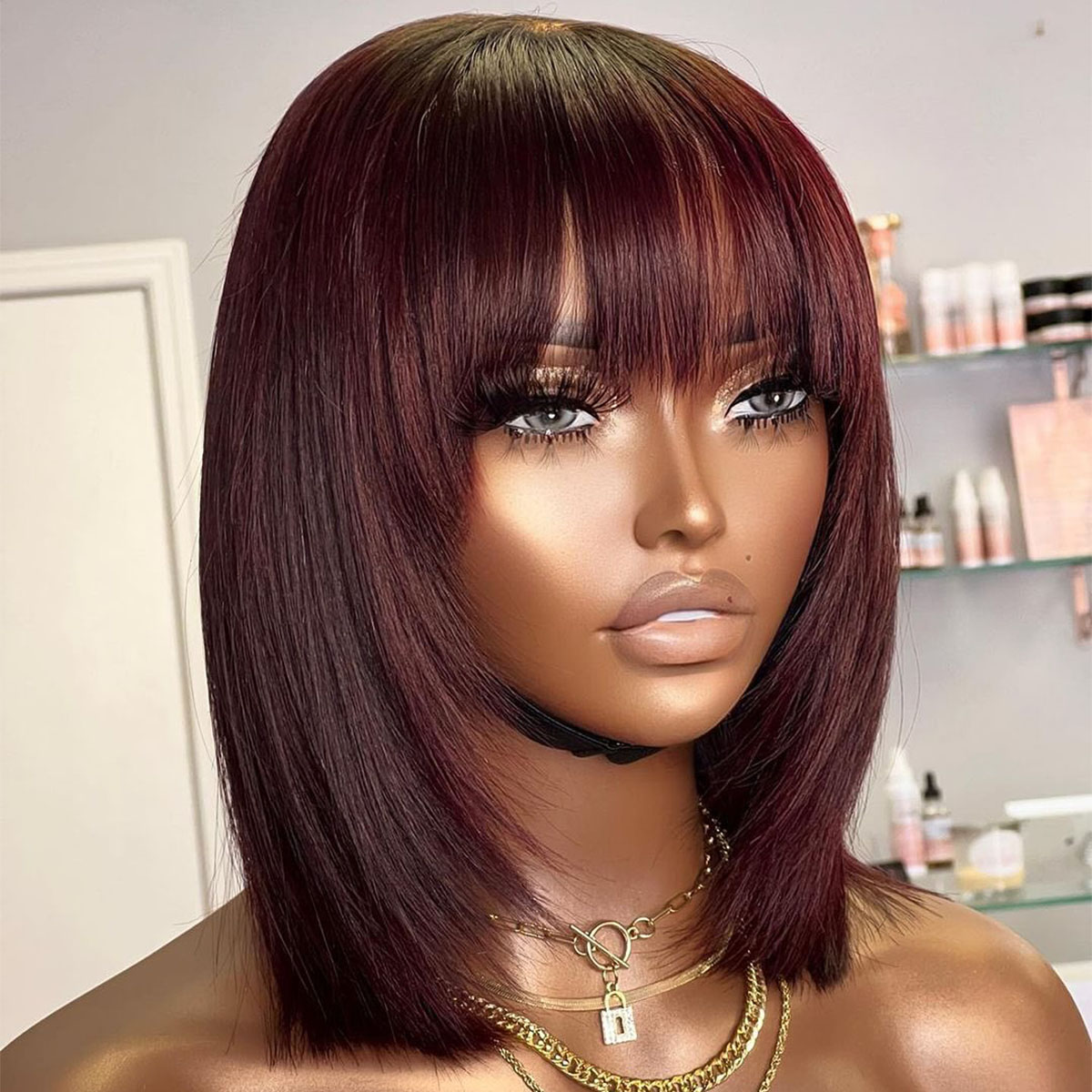 Kısa Bob Peruk Katlı Kaküllü D - Lace Front Wigs incelemesi ve fiyatı